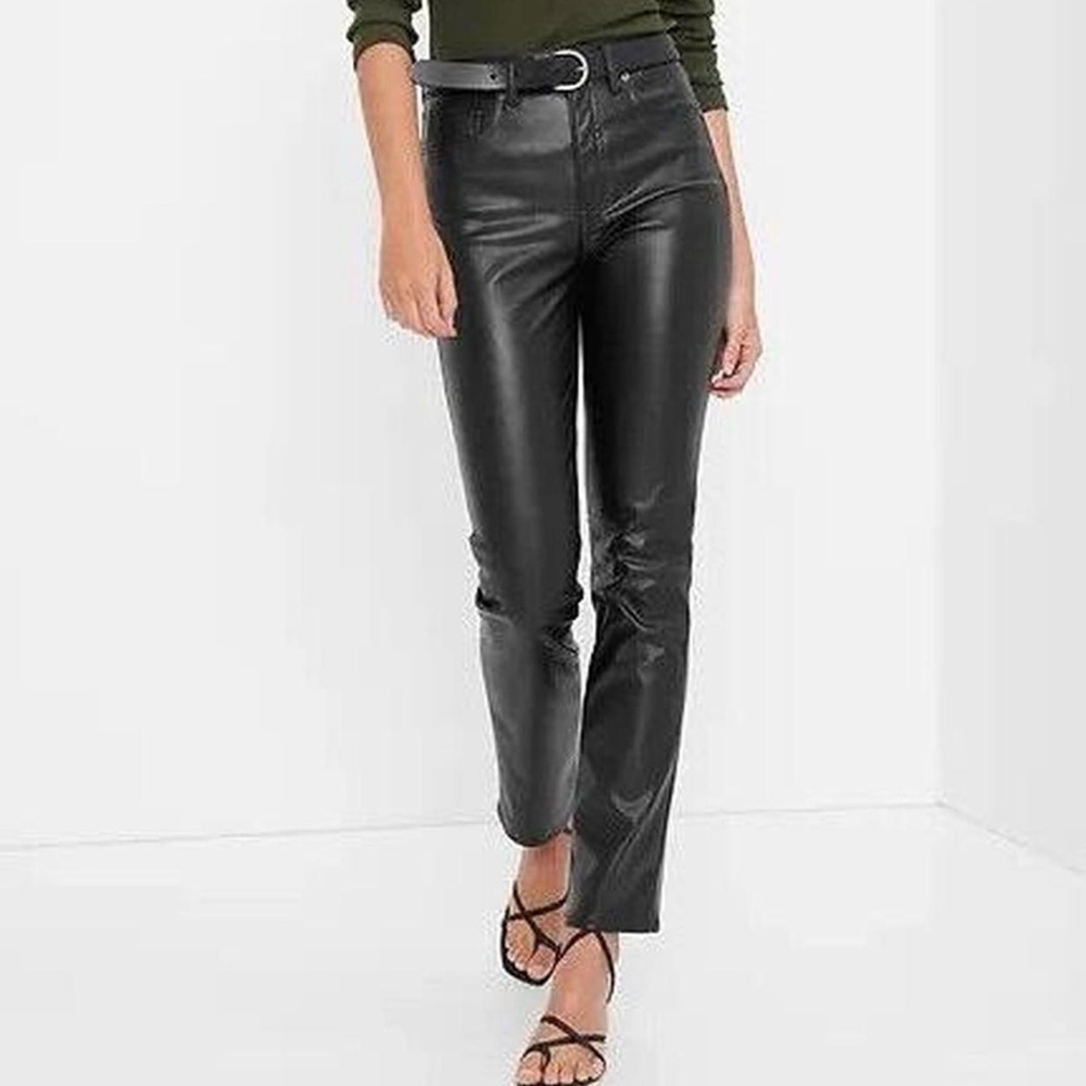 GAP Black Faux Leather Straight-Leg Pants - Picture 8 of 12